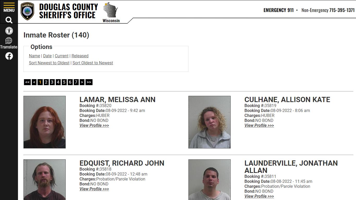 Inmate Roster - Douglas County Sheriff WI